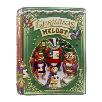 Lata Livro Verde Christmas Melody Animais 17.5cm
