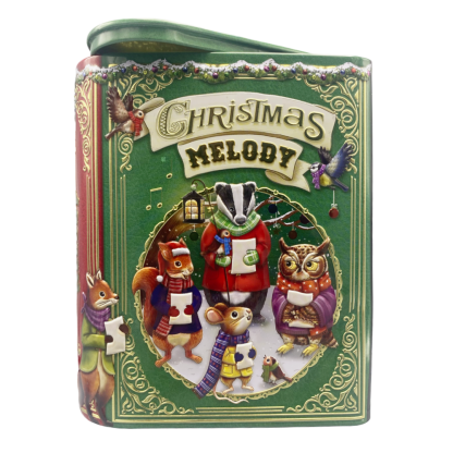 Lata Livro Verde Christmas Melody Animais 17.5cm