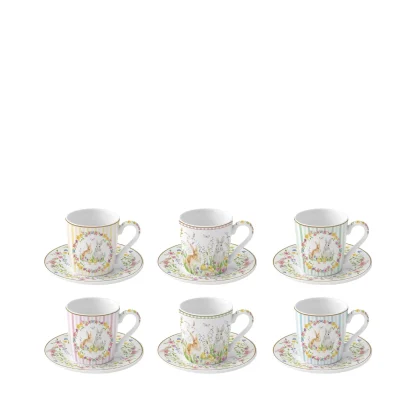 Conjunto 6 chávenas de café + pires Happy Easter: Easylife