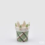 Jarra cerâmica Verde Quadradinhos e Pais Natais pequena: 13cmX10.5cm