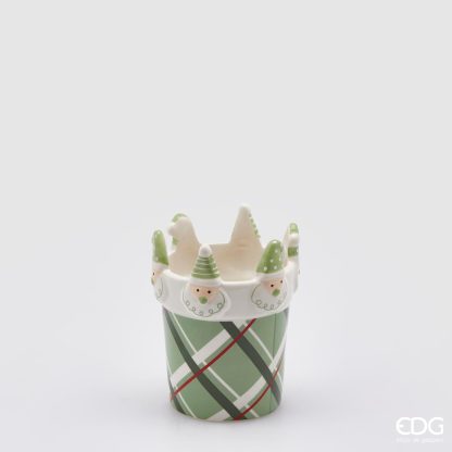Jarra cerâmica Verde Quadradinhos e Pais Natais pequena: 13cmX10.5cm