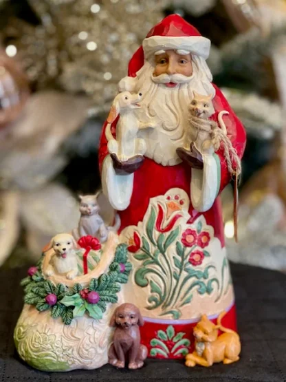Pai Natal 23cm com Gatos e Cães: Heartwood Creek