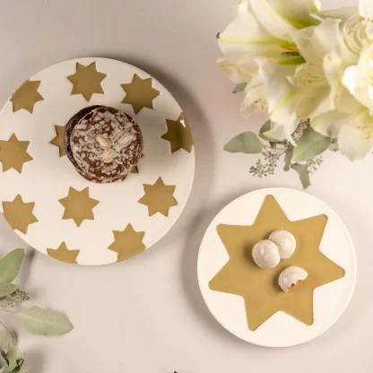 Prato 30cm Gold Stars madeira: Leonardo