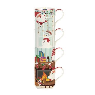 Conjunto empilhável 4 chávenas Santa by the Fire: Easylife