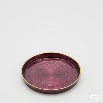 Prato Bordeaux com Rebordo Dourado: 16cmX2cm