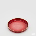 Prato Vermelho com Rebordo Dourado: 16cmX2cm