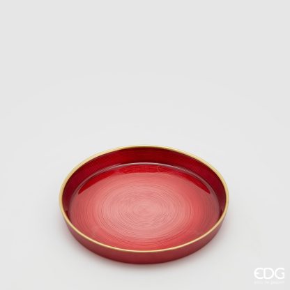 Prato Vermelho com Rebordo Dourado: 16cmX2cm