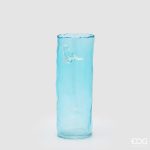 Jarra em Vidro Cilindro com Passarinhos: Azul