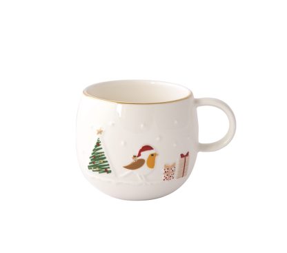 Chávena grande decorada em relevo Let it Snow - Passarinho: Easylife