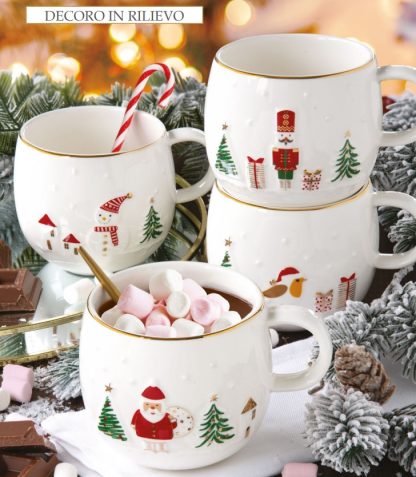 Chávena grande decorada em relevo Let it Snow - Pai Natal: Easylife