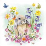 Guardanapo papel 33X33 (20 unidades): Coelho orelhinhas fofas e Flores