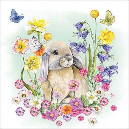 Guardanapo papel 33X33 (20 unidades): Coelho orelhinhas fofas e Flores
