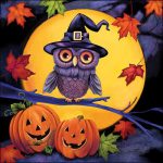 Guardanapo papel 33X33cm (20 unidades): Coruja no Halloween