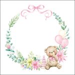 Guardanapos papel 33X33 (20 unidades): Bebé Ursinho Rosa
