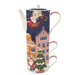 Conjunto empilhável Bule + 2 chávenas Santa in Town: Easylife