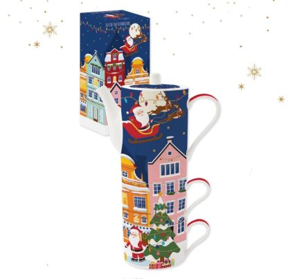Conjunto empilhável Bule + 2 chávenas Santa in Town: Easylife