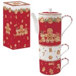 Conjunto empilhável Bule + 2 chávenas Fancy Gingerbread: Easylife