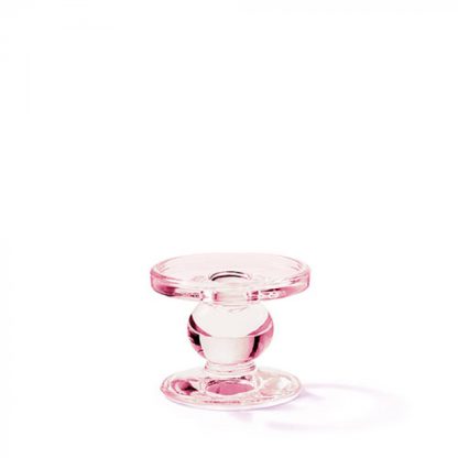 Castiçal pequeno em Vidro Rosa