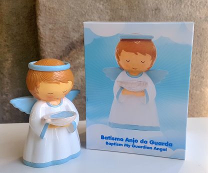 Anjo da guarda Baptismo Azul 12cm