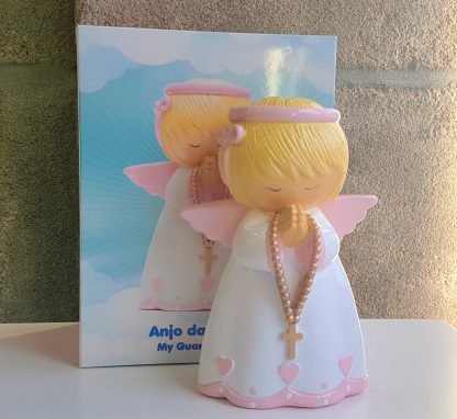 Mealheiro Anjo da guarda Rosa 20cm
