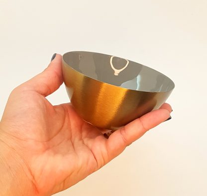 Castiçal Metal Redondo Dourado e Verde/Bronze 10cm