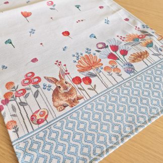 Runner 44X140 Natural: Coelho com Beira Azul