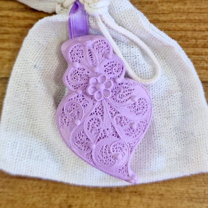 Coração Médio Lavanda em saco de Linho: Lavanda