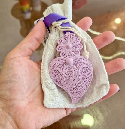 Coração grande Lilás Linho: Lavanda