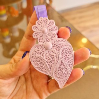 Coração grande Lilás Linho: Lavanda