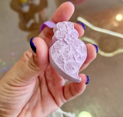 Coração Médio Lilás em saco de Linho: aroma Lavanda