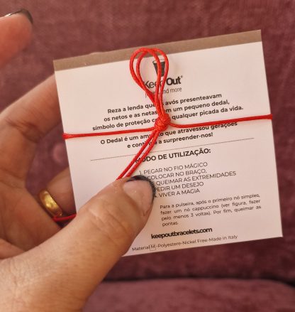 Pulseira Fio Mágico Dedal com Pendente: Laranja com Trevo