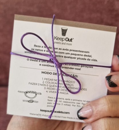 Pulseira Fio Mágico Dedal com Pendente: Roxo com Coração