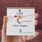 Pulseira Fio Mágico Dedal com Pendente: Rosa com Trevo