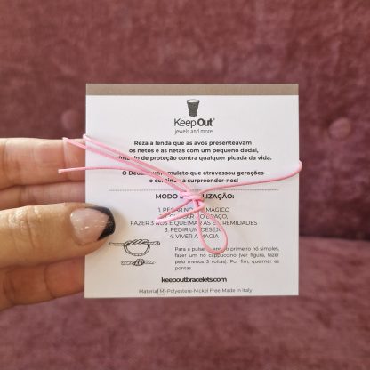 Pulseira Fio Mágico Dedal com Pendente: Rosa com Trevo