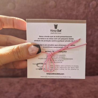 Pulseira Fio Mágico Dedal com Pendente: Rosa com Coroa