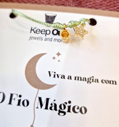 Pulseira Fio Mágico Dedal Starlight: Verde Água