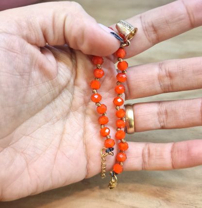 Pulseira Petra com Dedal: Laranja Forte