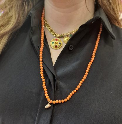 Colar Fio Petra com Dedal: Laranja Suave