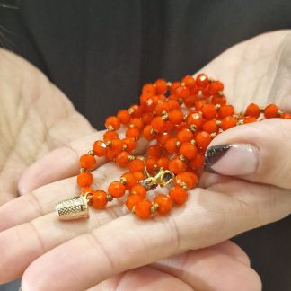 Colar Fio Petra com Dedal: Laranja Forte