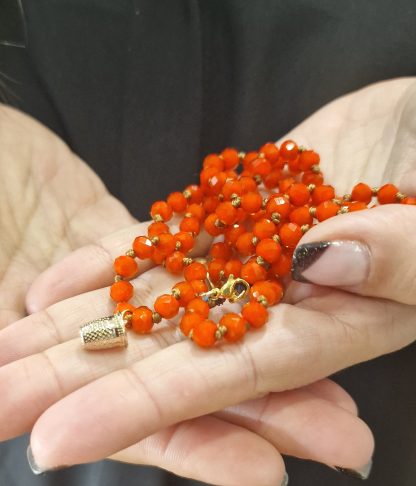 Colar Fio Petra com Dedal: Laranja Forte
