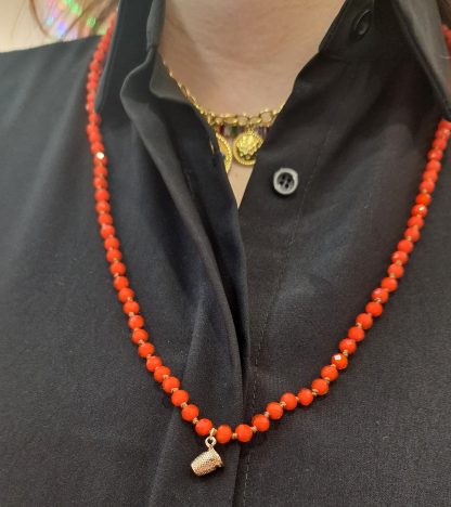 Colar Fio Petra com Dedal: Laranja Forte
