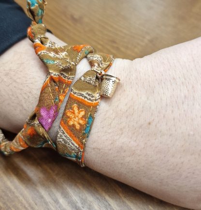 Pulseira Jaipur com Dedal: Caramelo e Laranja