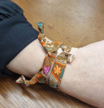Pulseira Jaipur com Dedal: Caramelo e Laranja