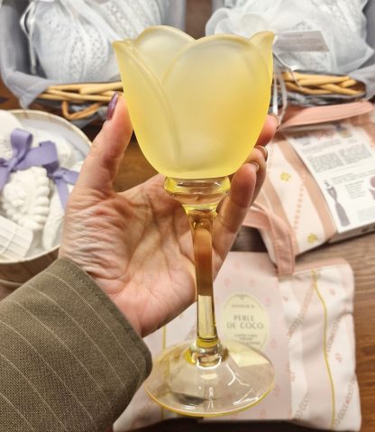 Castiçal em Vidro Acetinado Tulipa Amarelo