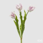 Ramo Tulipas Abertas Farfalhudas: Rosa e Branco