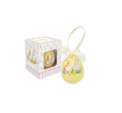 Ovo em Cerâmica Happy Easter Coelhos amarelo: Easylife