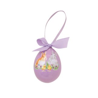 Ovo em Cerâmica Happy Easter Coelhos lilás: Easylife