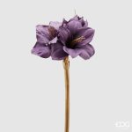 Flor artificial Amarílis Roxa e Dourada: 50cm