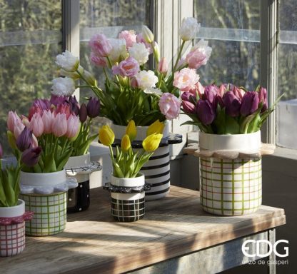 Flores artificiais Tulipas Abertas: Amarelas