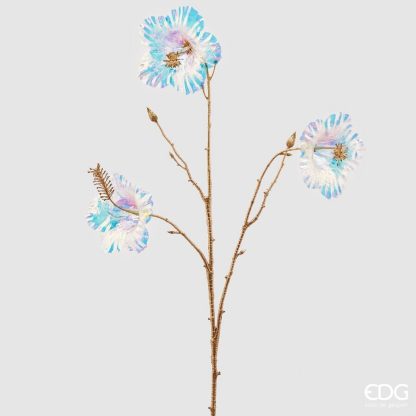 Flor artificial Hibiscus Reflex Gold (uma haste com 3 flores)